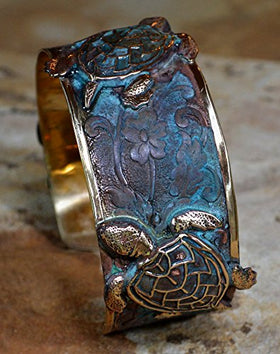 Solid Brass Sea Turtle Cuff Bracelet