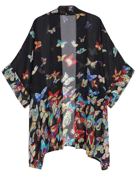 Butterfly Loose Chiffon Kimono Cardigan Beach Swim Cover Up Blouse