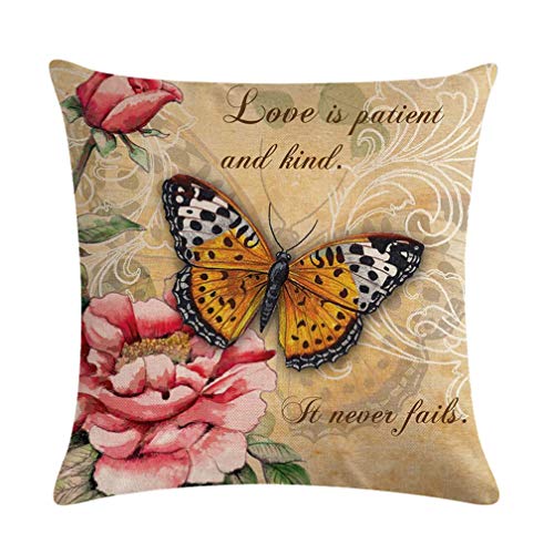 LOVE YOURSELF Butterfly Pattern Throw Pillow Covers 18”×18”, 4Pack
