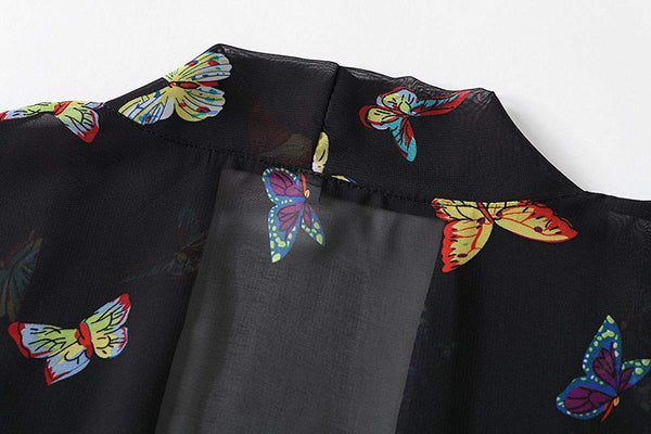 Butterfly Loose Chiffon Kimono Cardigan Beach Swim Cover Up Blouse