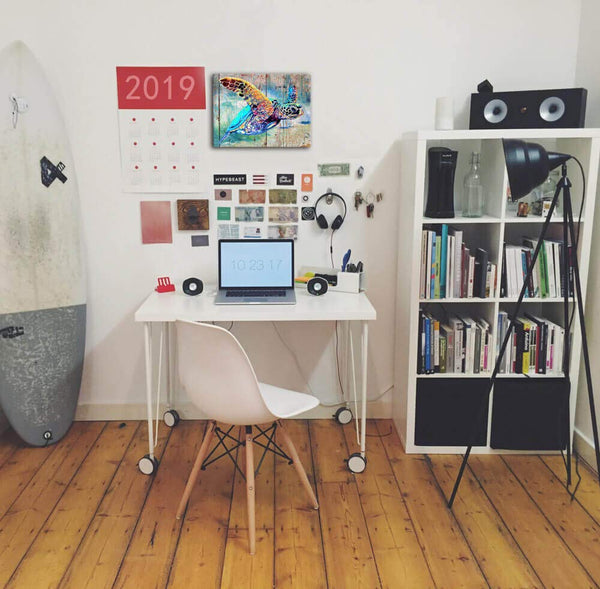 Sea Turtle Wall Decor Framed Canvas Print 12x16x1