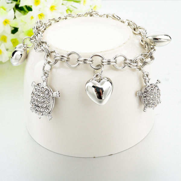 Stainless Steel Turtle Crystal Adjustable Bracelet