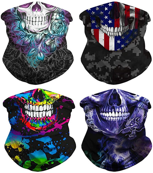 Women Skull Tube Face Mask - 4 Pack