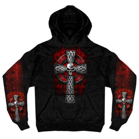 Black Celtic Cross Pocket Hoodie