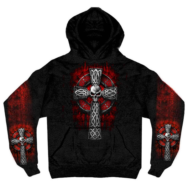 Black Celtic Cross Pocket Hoodie
