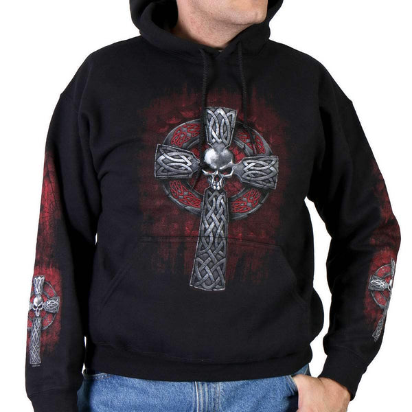 Black Celtic Cross Pocket Hoodie