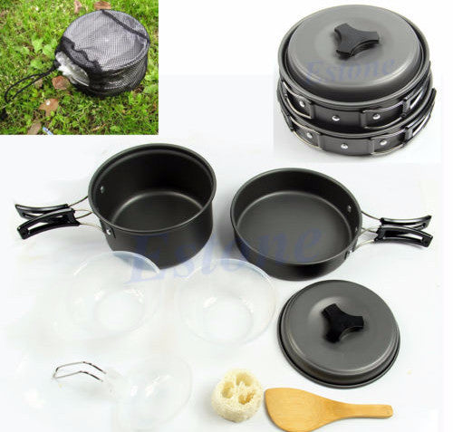 8pcs Outdoor Camping Cookware Cooking Pot Pan Set - Free Shipping