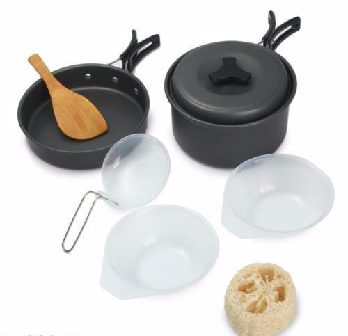 8pcs Outdoor Camping Cookware Cooking Pot Pan Set - Free Shipping