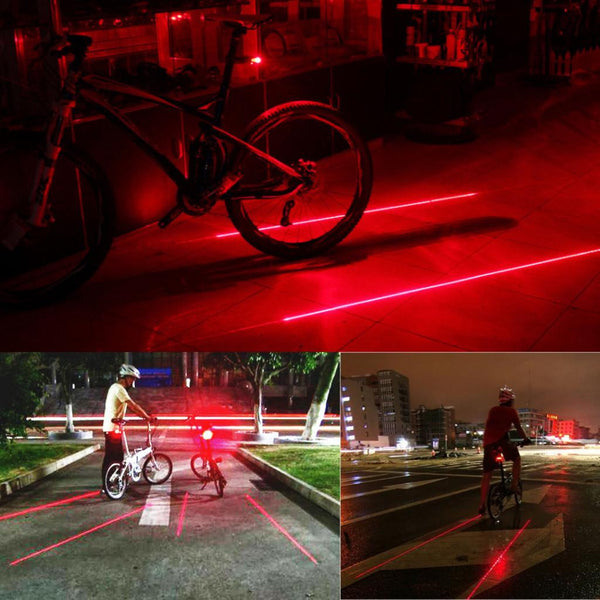 LASER + LED FLASHING LAMP REAR LIGHT CYCLING BICYCLE BIKE- Free Shipping