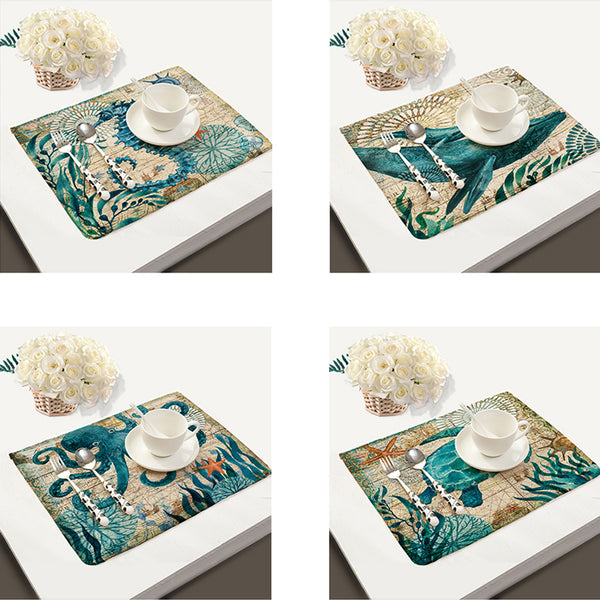 4 Piece Set Kitchen Sea Turtle Table Mats