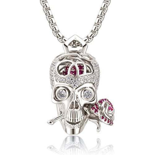 "Romance Forever" Skull & Rose Charm Unisex Pendant Necklace