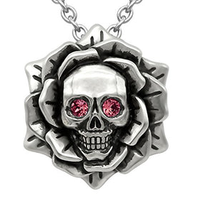 Skull Rose Birthstone Necklace