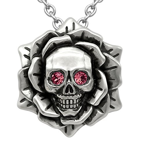 Skull Rose Birthstone Necklace