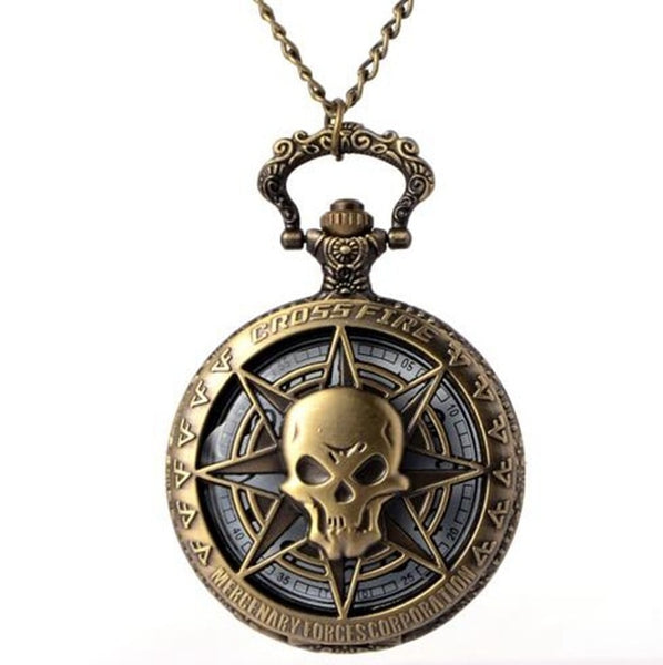 Steampunk Skull Quartz Pocket Watch