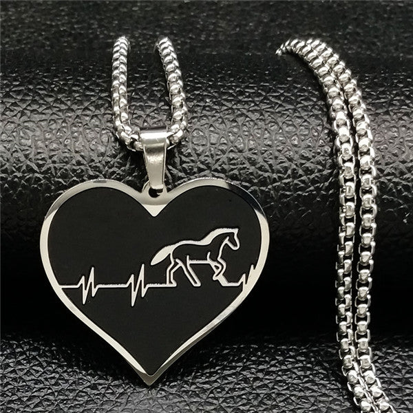 Horse Heartbeat Stainless Steel Necklace