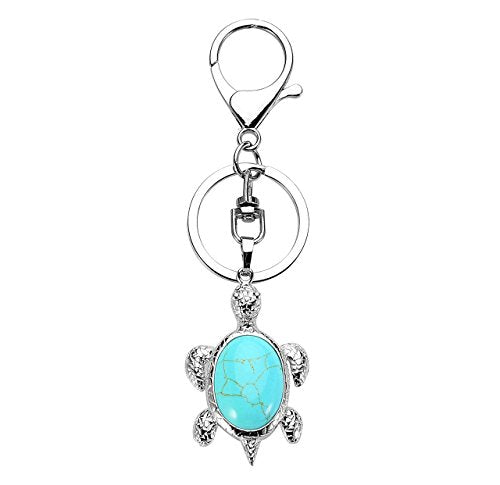 Sea Turtle Natural Crystal Stone Keychain