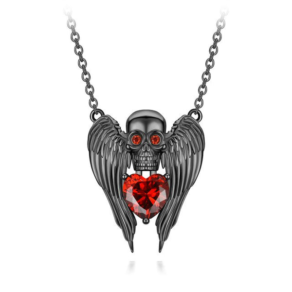 Angel Skull Head Stone Necklace
