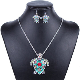 Turtle Necklace Earring Set - Free