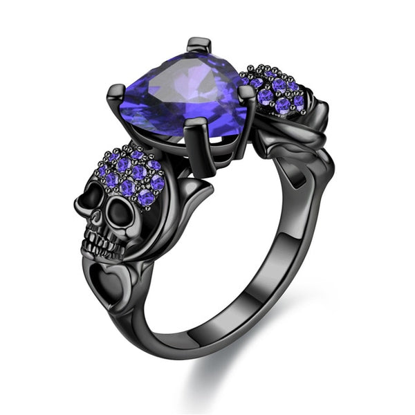 Skull Heart Zircon Crystal Ring