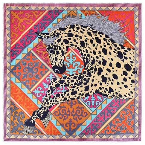 Twill Silk Horse Print Scarf