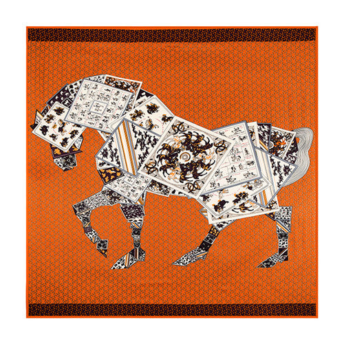 Twill Silk Horse Print Scarf