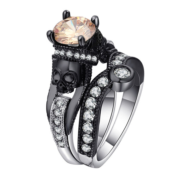 Skull Cubic Zirconia Ring Set