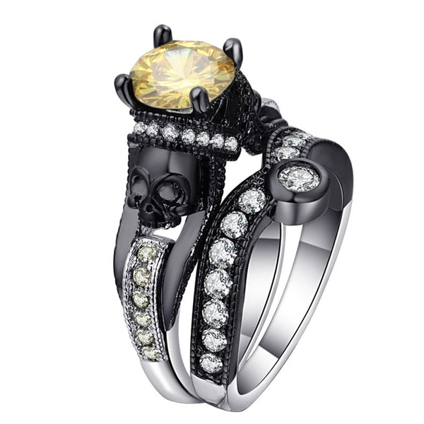 Skull Cubic Zirconia Ring Set
