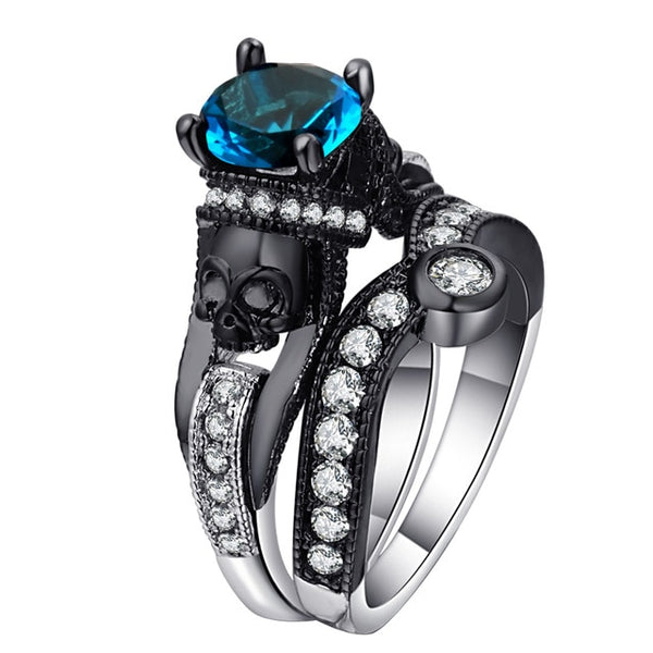 Skull Cubic Zirconia Ring Set