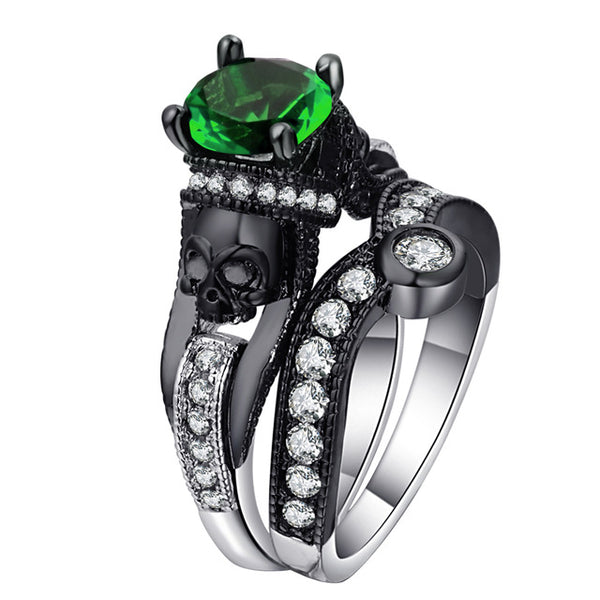 Skull Cubic Zirconia Ring Set