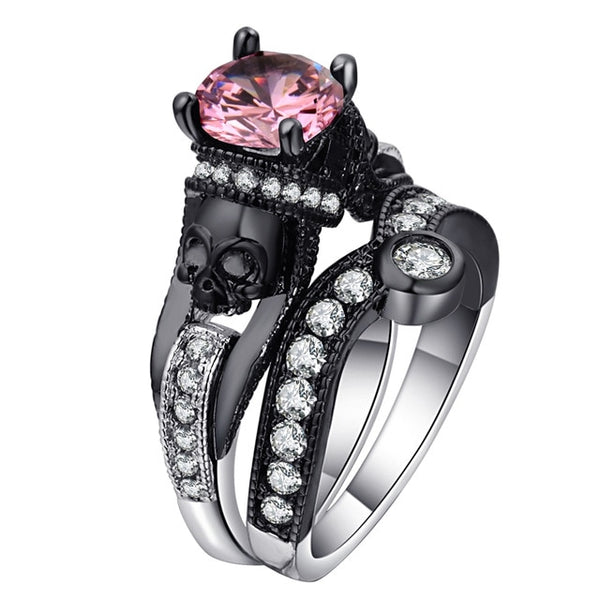 Skull Cubic Zirconia Ring Set