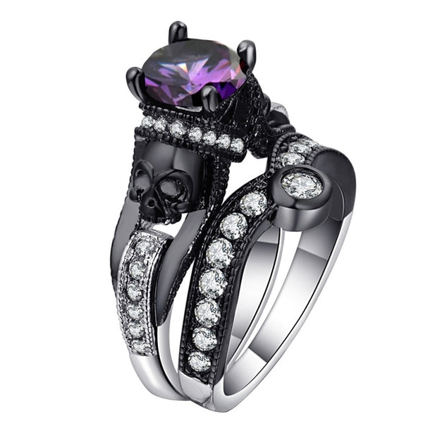 Skull Cubic Zirconia Ring Set
