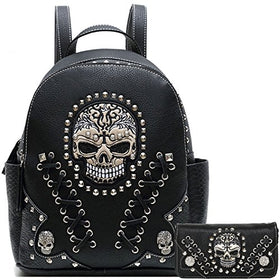 Sugar Skull Fashion Backpack Wallet Set