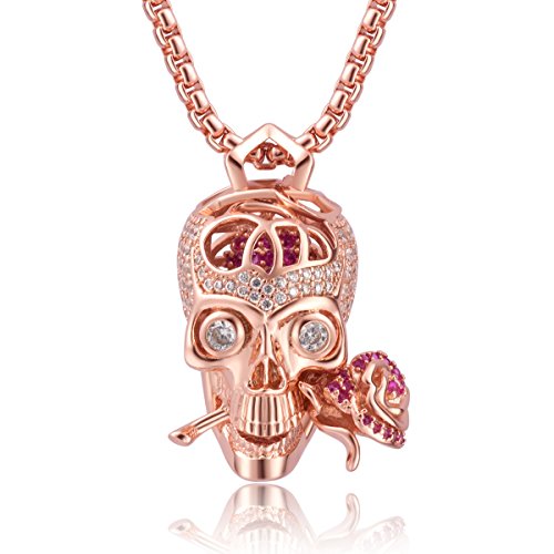 "Romance Forever" Skull & Rose Charm Unisex Pendant Necklace