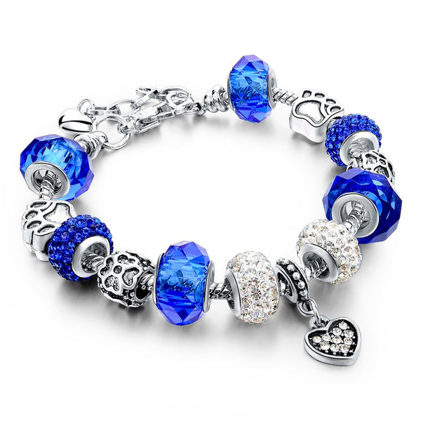 Tibetan Silver Crystal Charm Bracelet - Free Shipping!