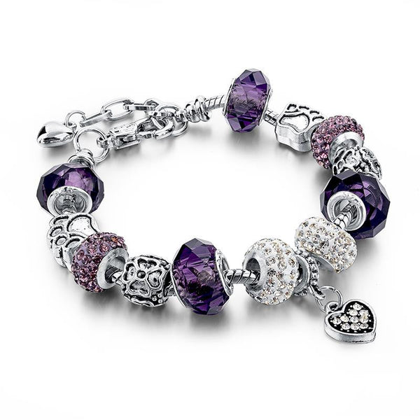 Tibetan Silver Crystal Charm Bracelet - Free Shipping!