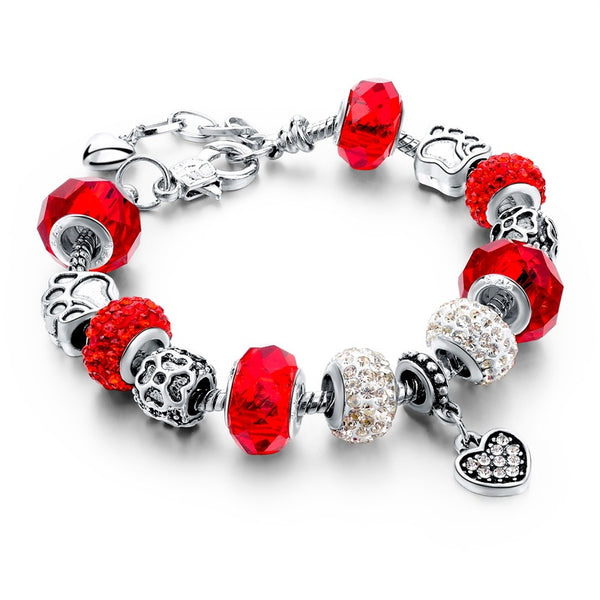 Tibetan Silver Crystal Charm Bracelet - Free Shipping!
