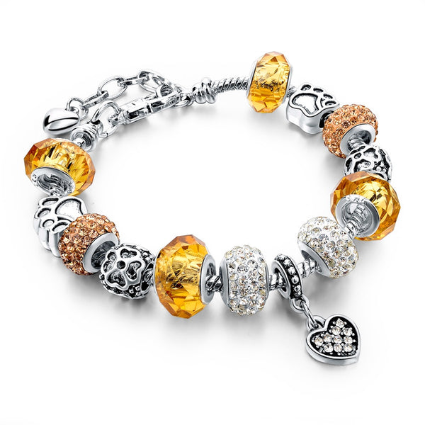 Tibetan Silver Crystal Charm Bracelet - Free Shipping!