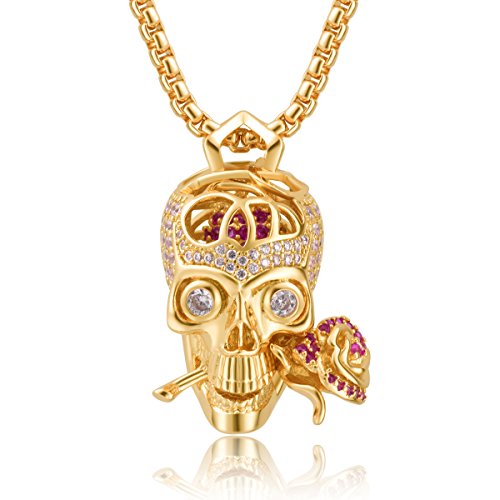 "Romance Forever" Skull & Rose Charm Unisex Pendant Necklace
