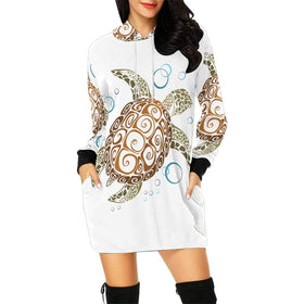Sea Turtle Long Sleeve Hoodie Mini Dress
