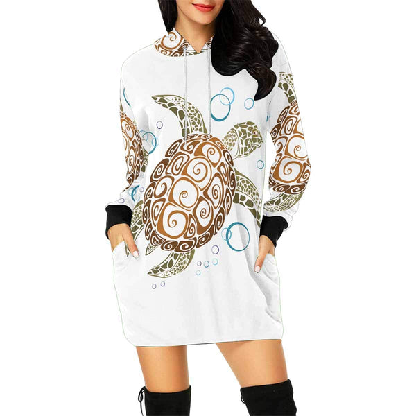 Sea Turtle Long Sleeve Hoodie Mini Dress