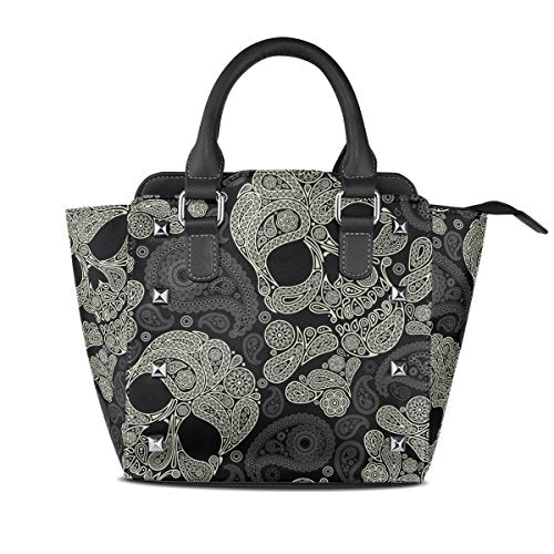 Paisley Skull Leather Mini Handbag