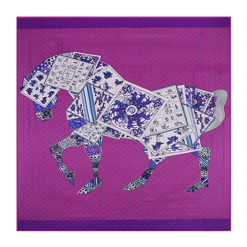 Twill Silk Horse Print Scarf