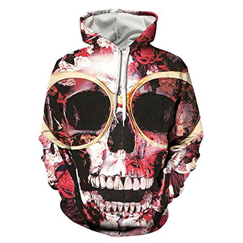 Unisex 3D Print Long Sleeve Lightweight Glass Skull Hoodie