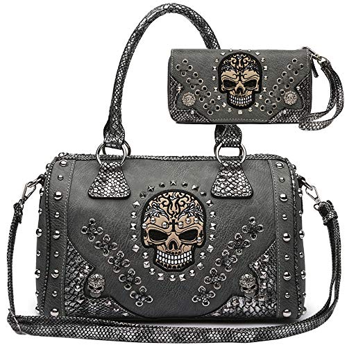 Sugar Skull Day of the Dead Handbag Shoulder Bag Wallet Set
