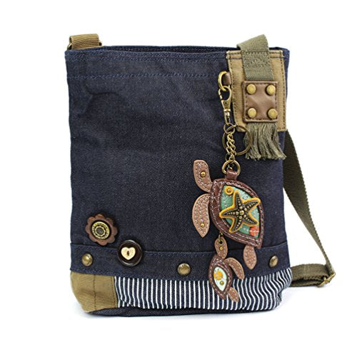 Sea Turtle Cross-Body Blue Denim Canvas Messenger Bag