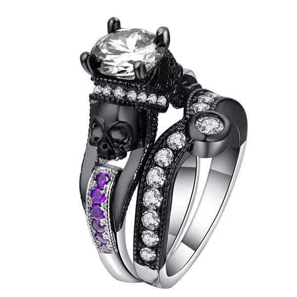 Skull Cubic Zirconia Ring Set