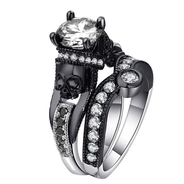 Skull Cubic Zirconia Ring Set
