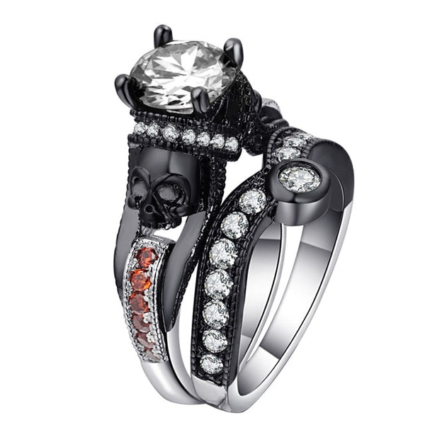 Skull Cubic Zirconia Ring Set
