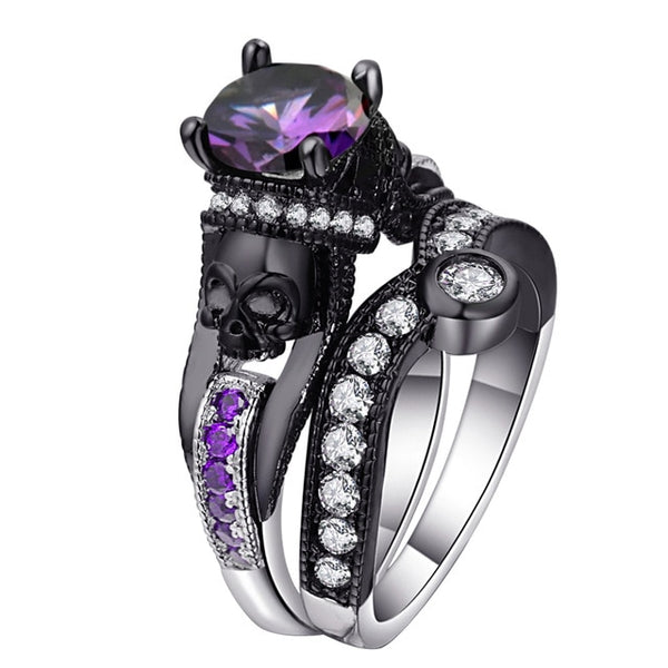 Skull Cubic Zirconia Ring Set
