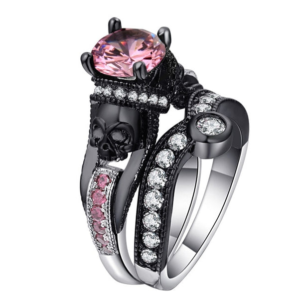 Skull Cubic Zirconia Ring Set